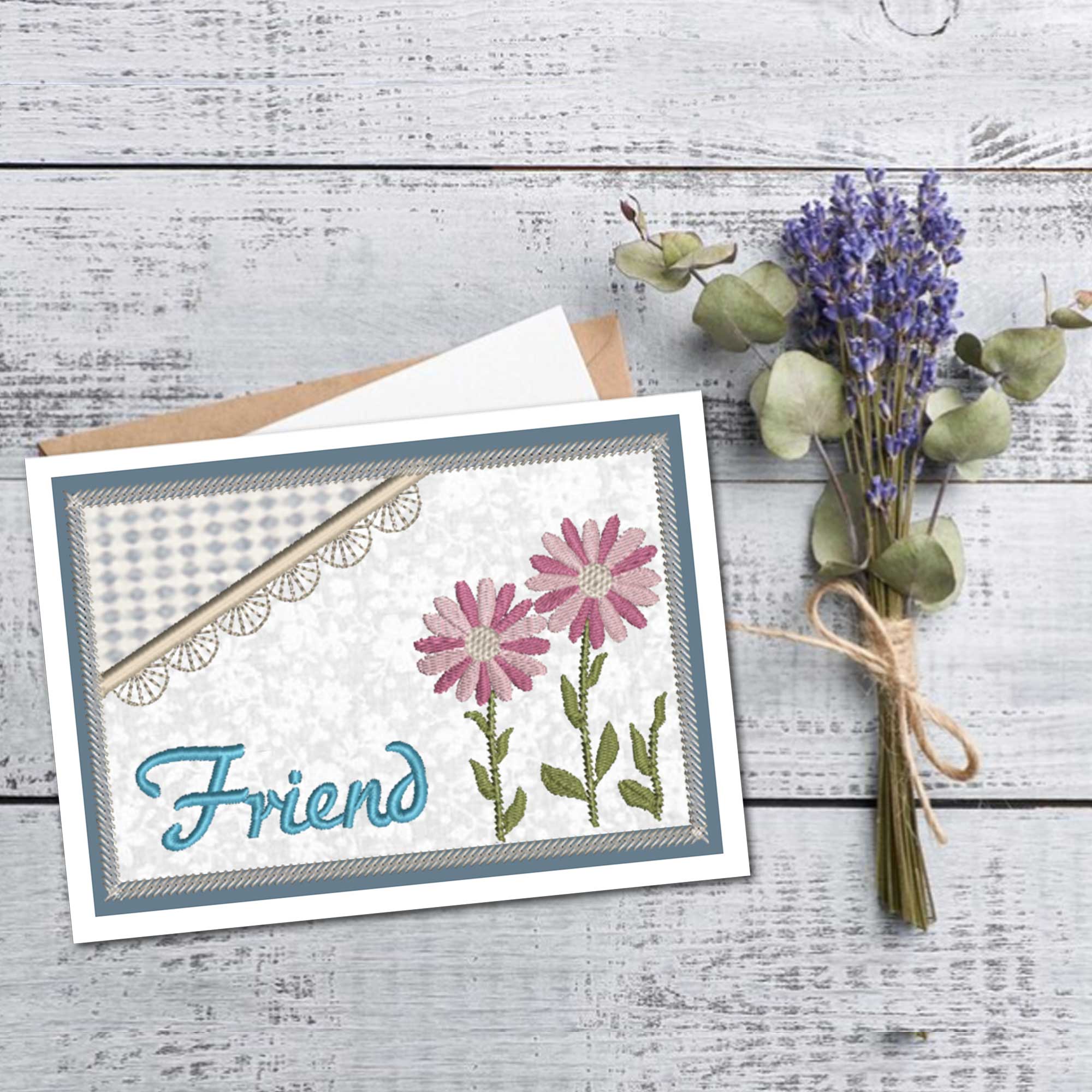 Friend Fabric Card #1753 - Embroidery Village LLC