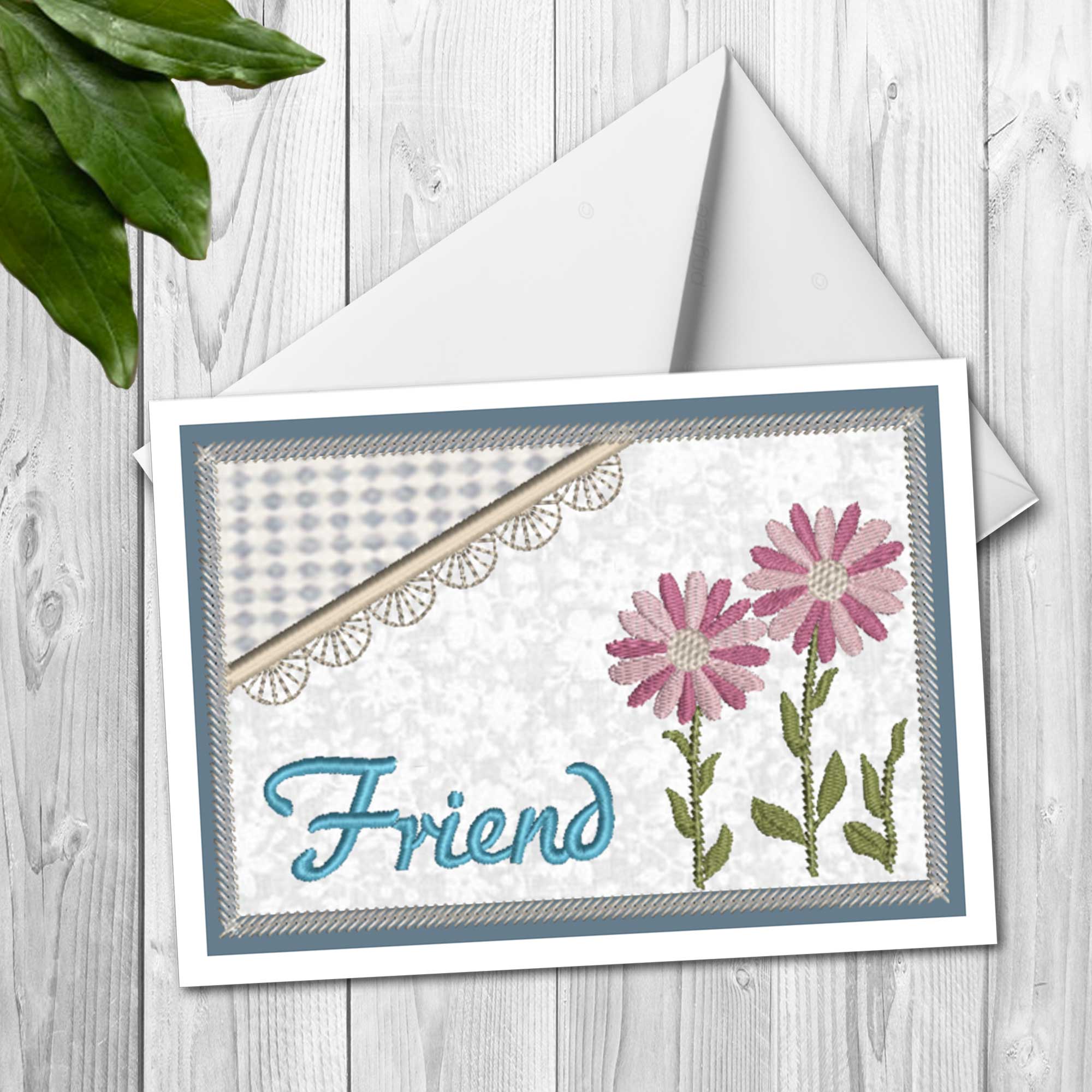 Friend Fabric Card #1753 - Embroidery Village LLC